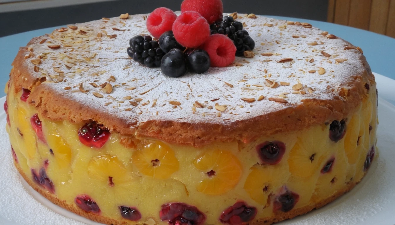 Gâteau au Yaourt avec Morceaux de Fruits